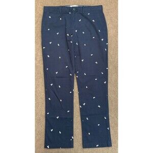 Original Penguin Pants Mens 34x32 Slim Fit Chino Embroidered Navy Stretch Twill